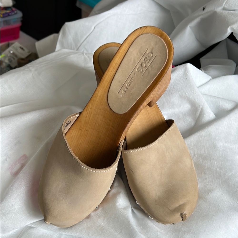 ASOS Tan Mules with Suede-Like Finish